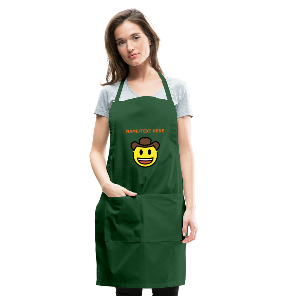 Customizable Cowboy Hat Face Moji Adjustable Apron - Emoji.Express - forest green