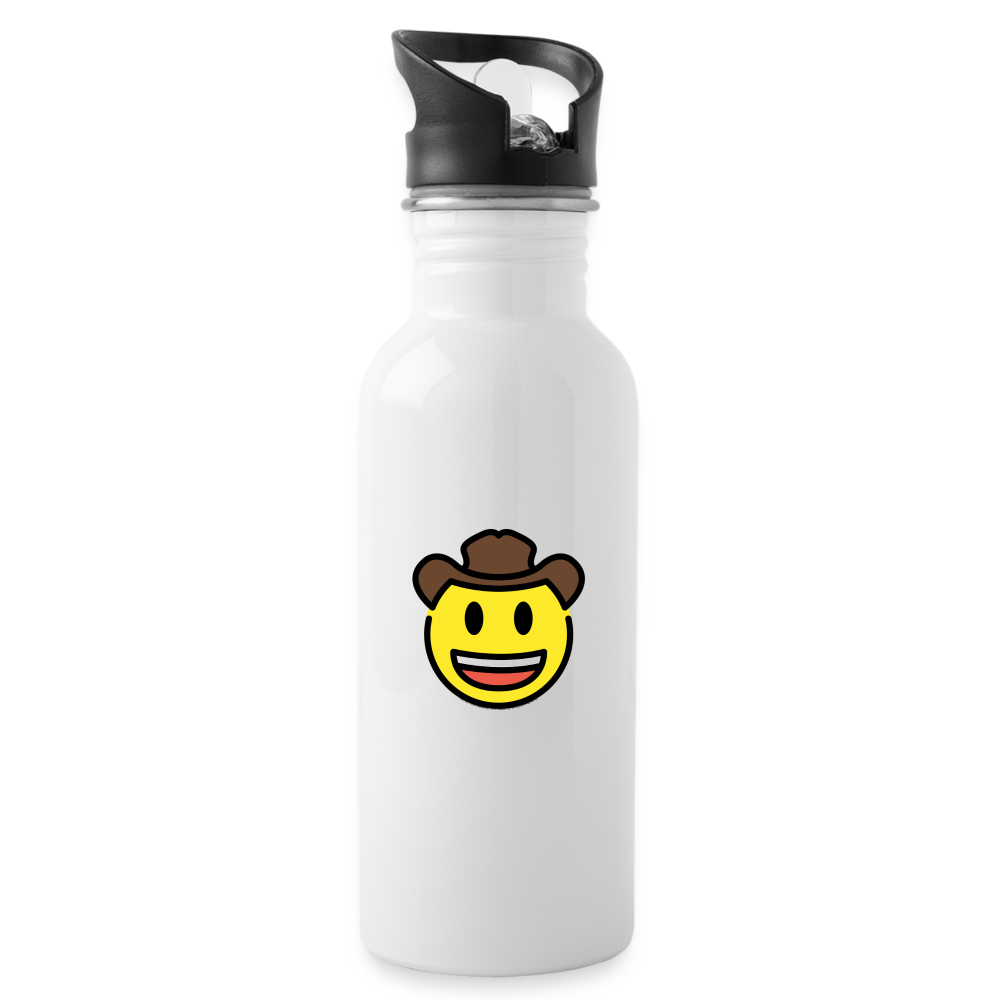 Cowboy Hat Face Emoji Water Bottle - Emoji.Express - white