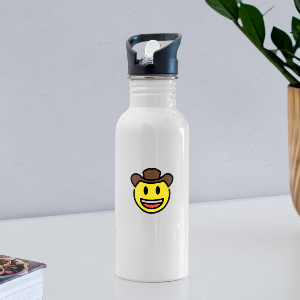 Cowboy Hat Face Emoji Water Bottle - Emoji.Express - white