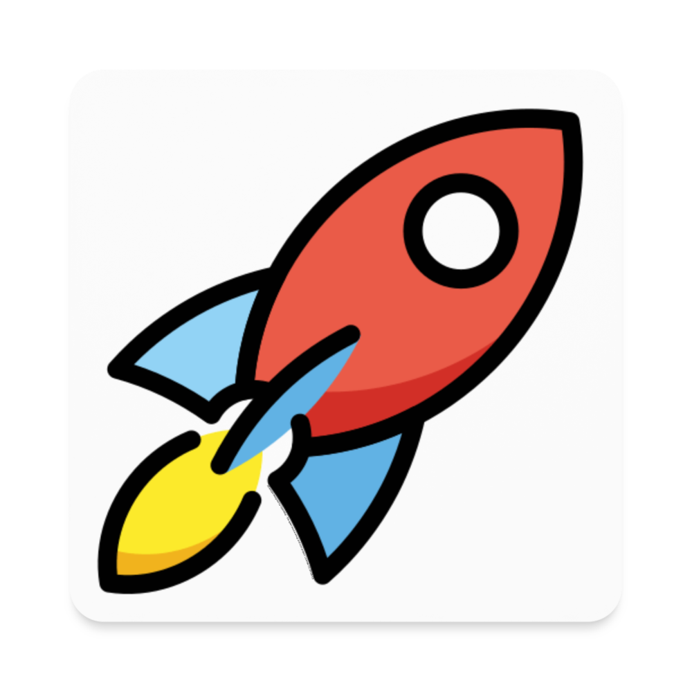 Rocket Moji Square Magnet - Emoji.Express - white