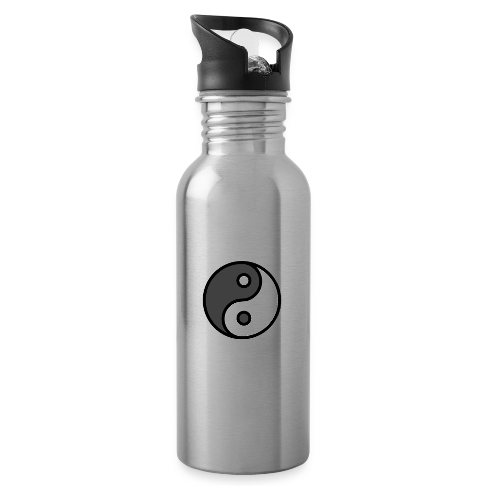 Yin Yang Moji Water Bottle - Emoji.Express - silver