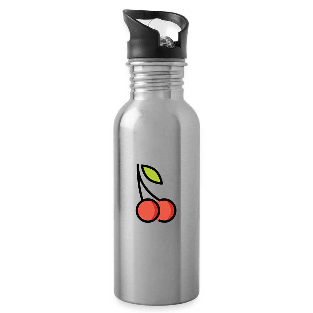 Cherries Moji Water Bottle - Emoji.Express - silver