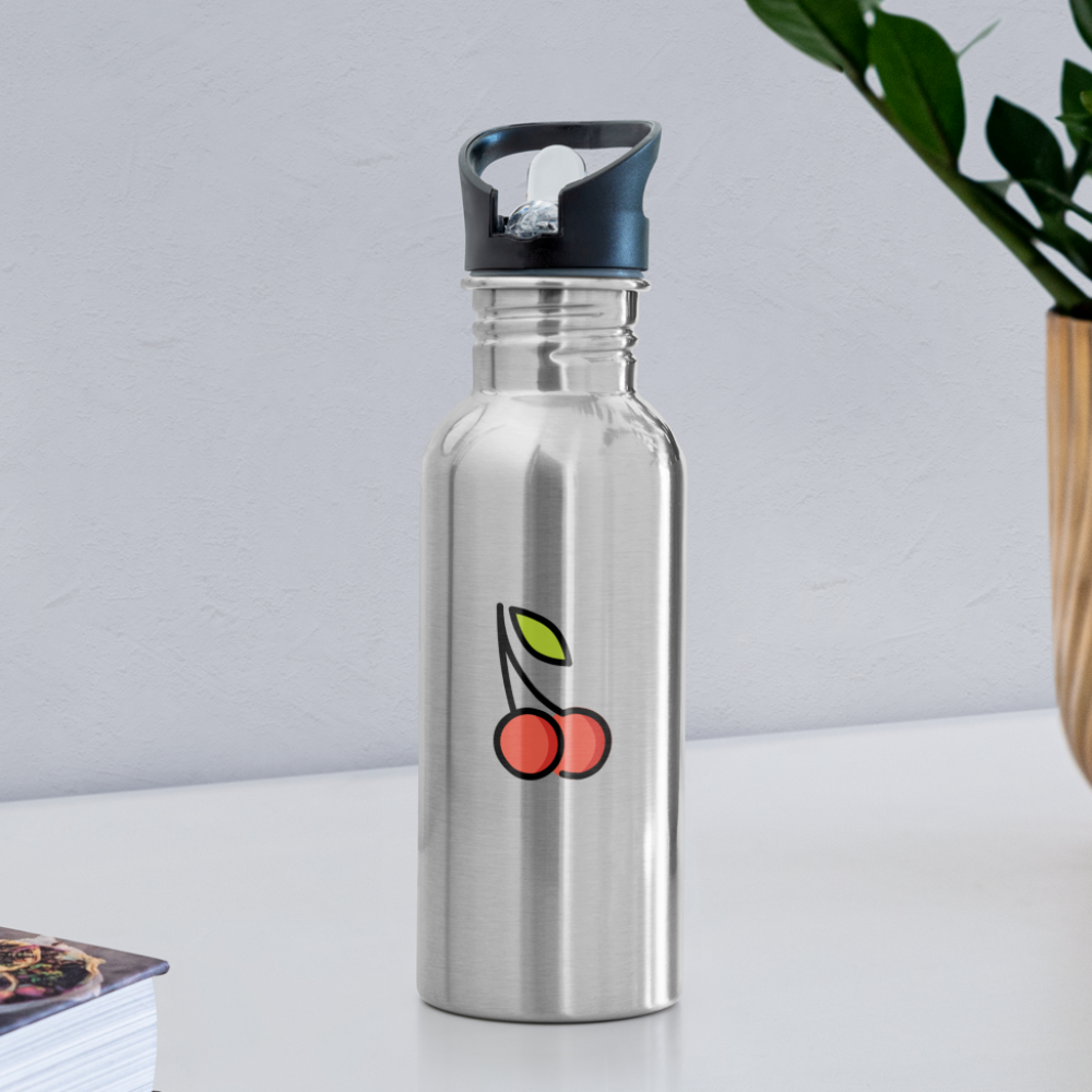 Cherries Moji Water Bottle - Emoji.Express - silver