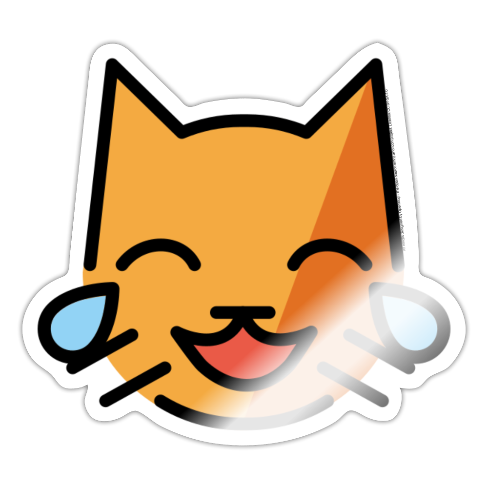Cat with Tears of Joy Moji Sticker - Emoji.Express - white glossy