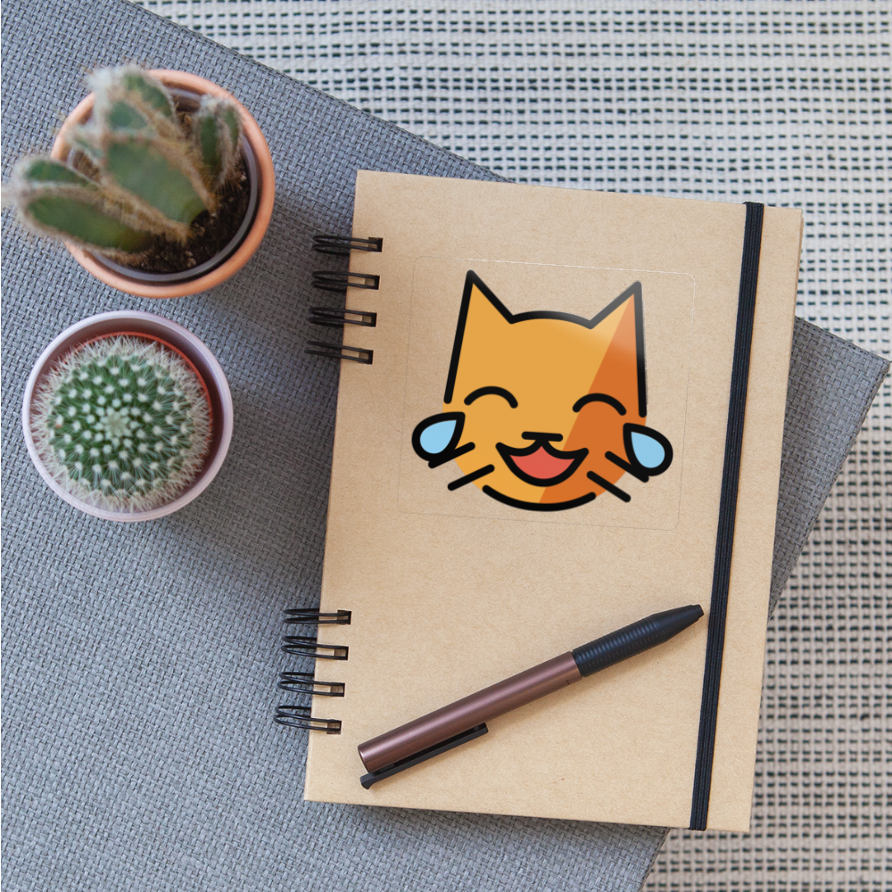 Cat with Tears of Joy Moji Sticker - Emoji.Express - transparent glossy