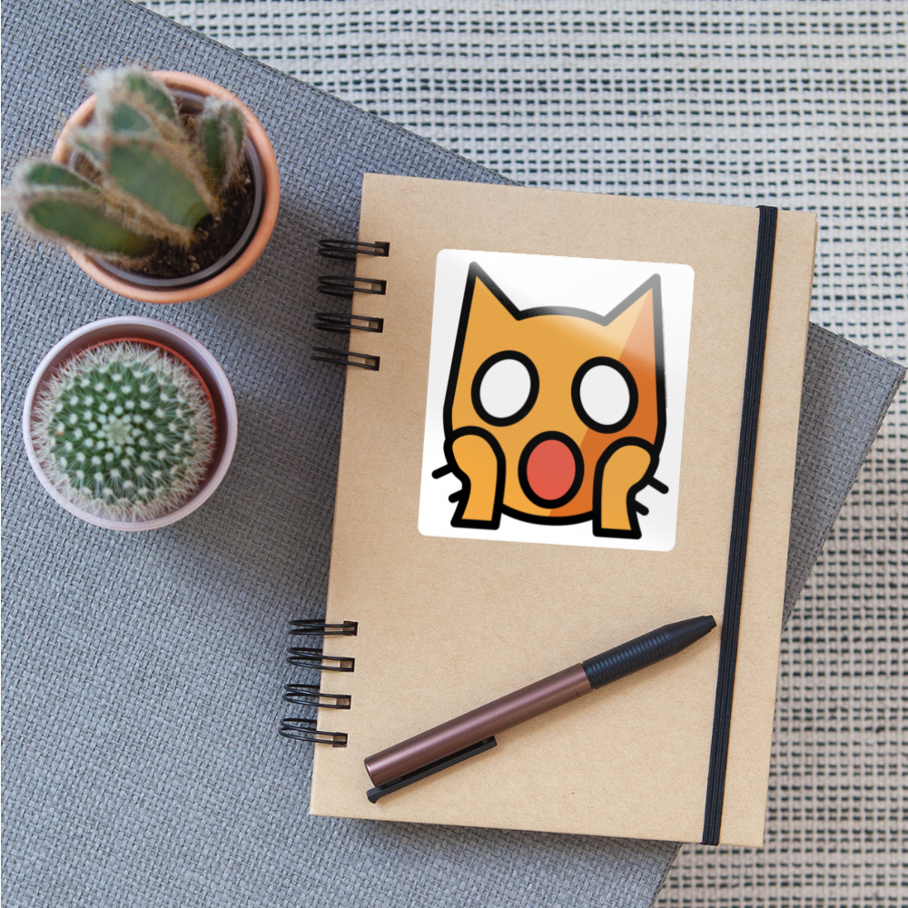 Weary Cat Moji Sticker - Emoji.Express - white glossy