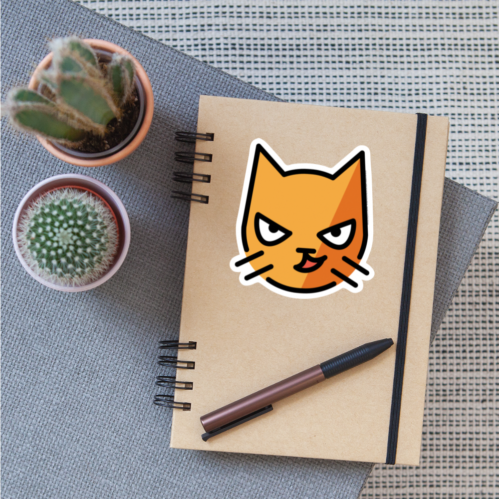 Cat with Wry Smile Moji Sticker - Emoji.Express - white matte
