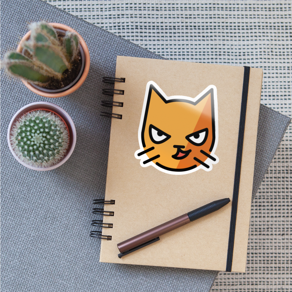 Cat with Wry Smile Moji Sticker - Emoji.Express - white glossy