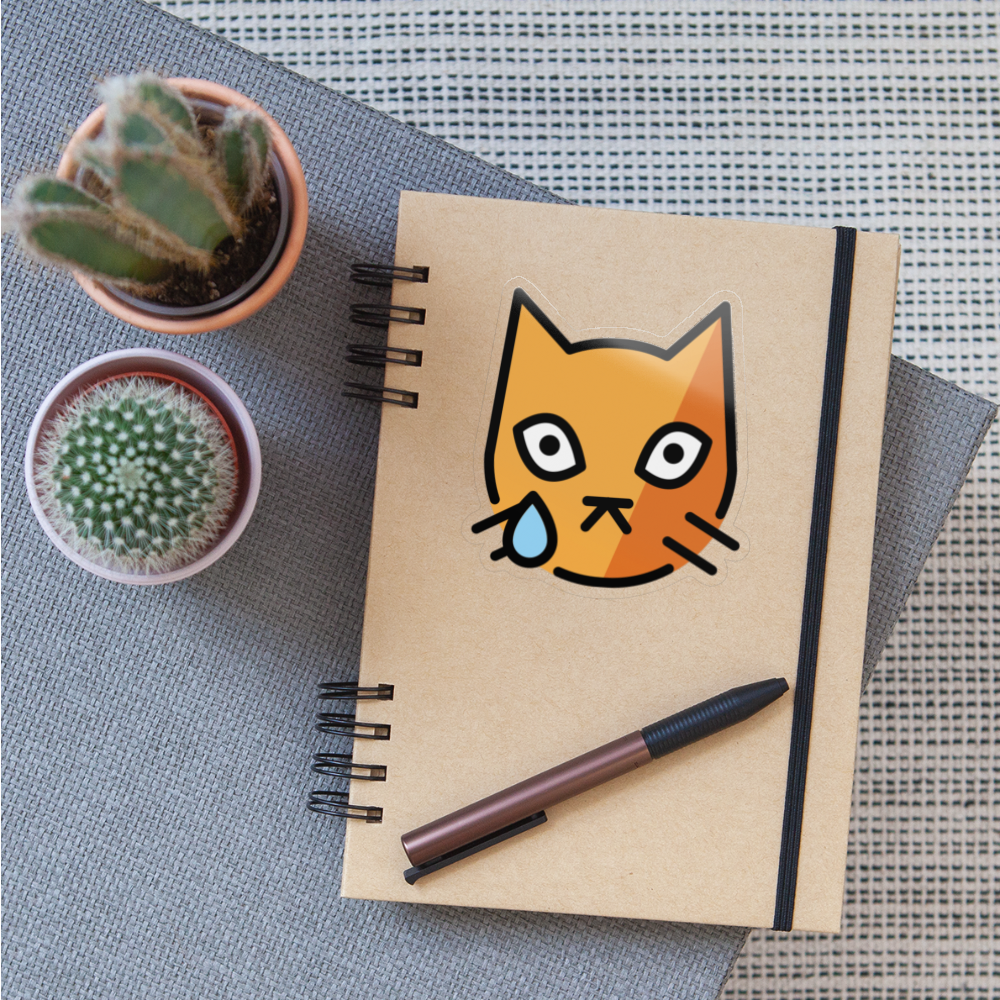 Crying Cat Moji Sticker - Emoji.Express - transparent glossy