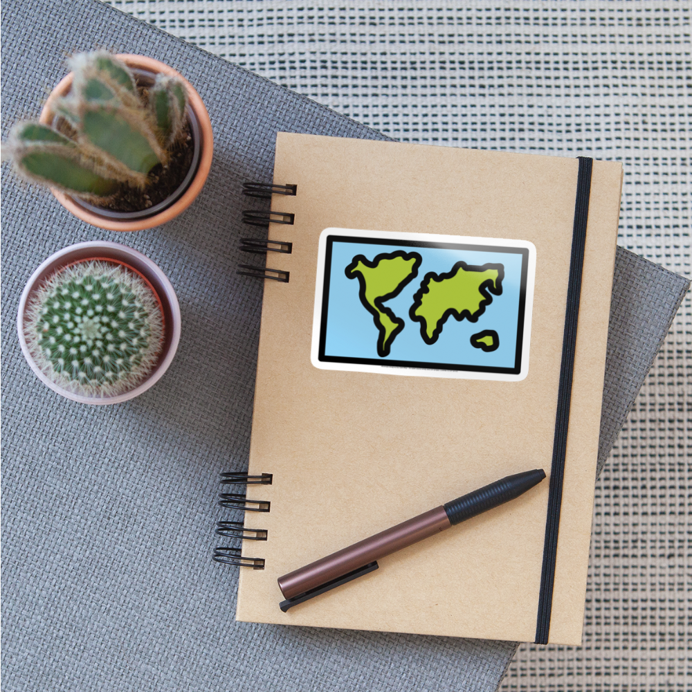 World Map Moji Sticker - Emoji.Express - white glossy