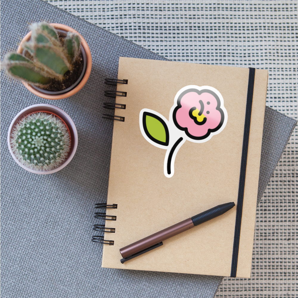 Hibiscus Moji Sticker - Emoji.Express - white glossy