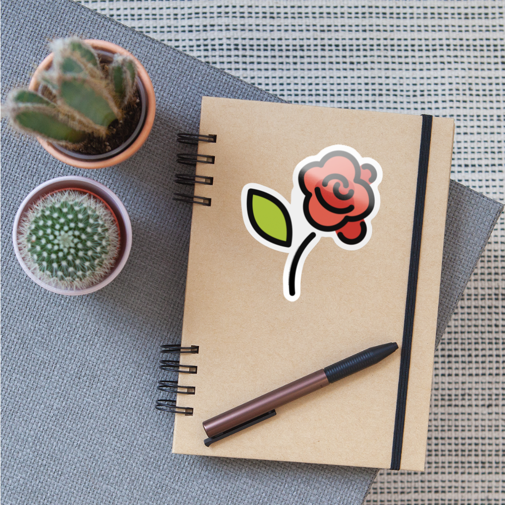 Rose Moji Sticker - Emoji.Express - white glossy