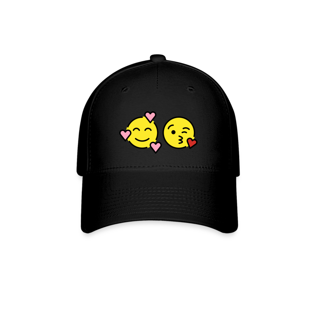 Smiling Face w/ Hearts + Face Blowing Kisses Power Pair Mojis Baseball Cap - Emoji.Express - black