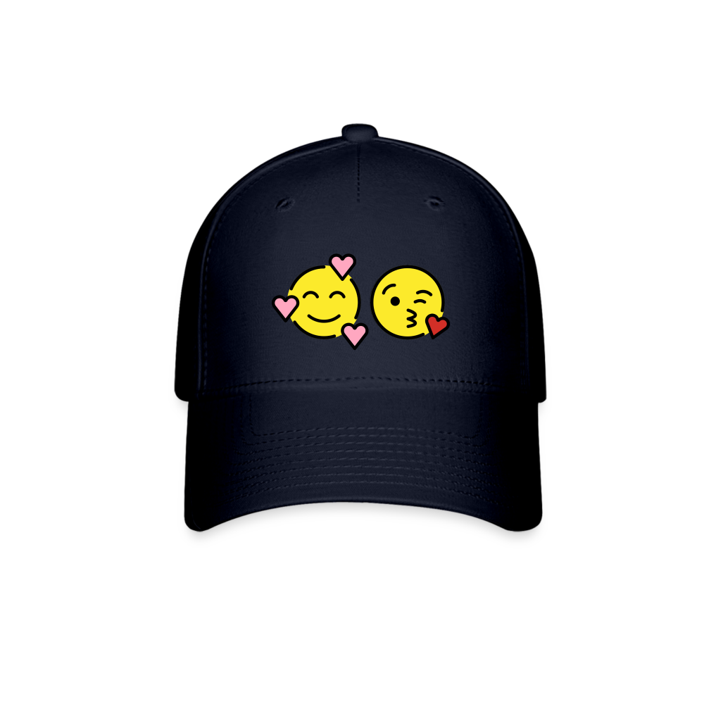 Smiling Face w/ Hearts + Face Blowing Kisses Power Pair Mojis Baseball Cap - Emoji.Express - navy