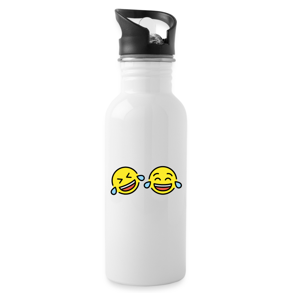 ROFL + Tears of Joy Power Pair Mojis Water Bottle - Emoji.Express - white