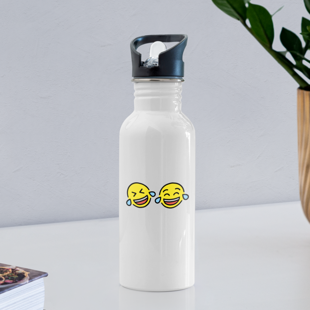 ROFL + Tears of Joy Power Pair Mojis Water Bottle - Emoji.Express - white