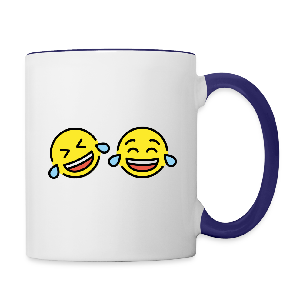 ROFL + Tears of Joy Power Pair Mojis Contrast Coffee Mug - Emoji.Express - white/cobalt blue