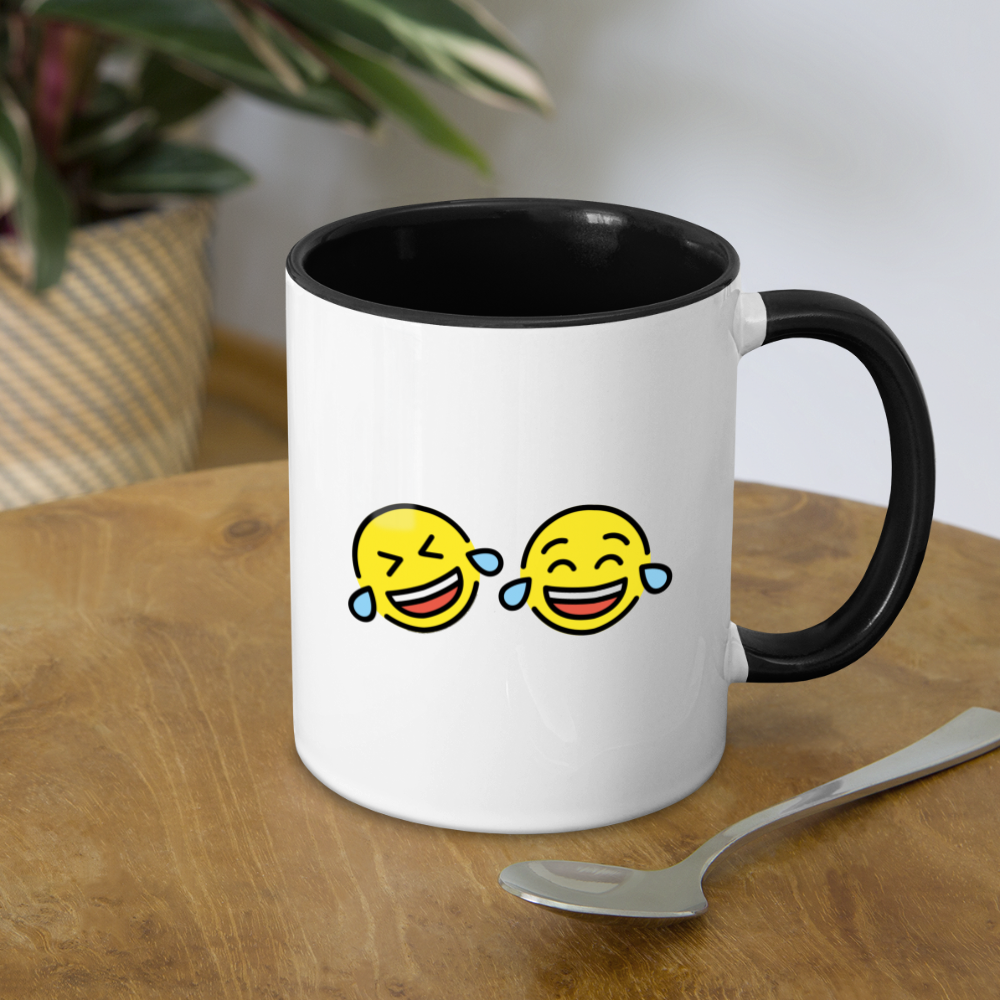 ROFL + Tears of Joy Power Pair Mojis Contrast Coffee Mug - Emoji.Express - white/black