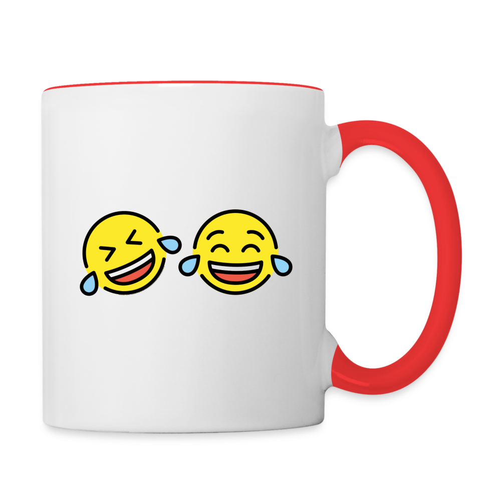 ROFL + Tears of Joy Power Pair Mojis Contrast Coffee Mug - Emoji.Express - white/red