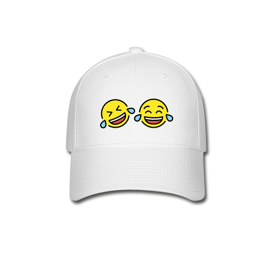 ROFL + Tears of Joy Power Pair Mojis Baseball Cap - Emoji.Express - white