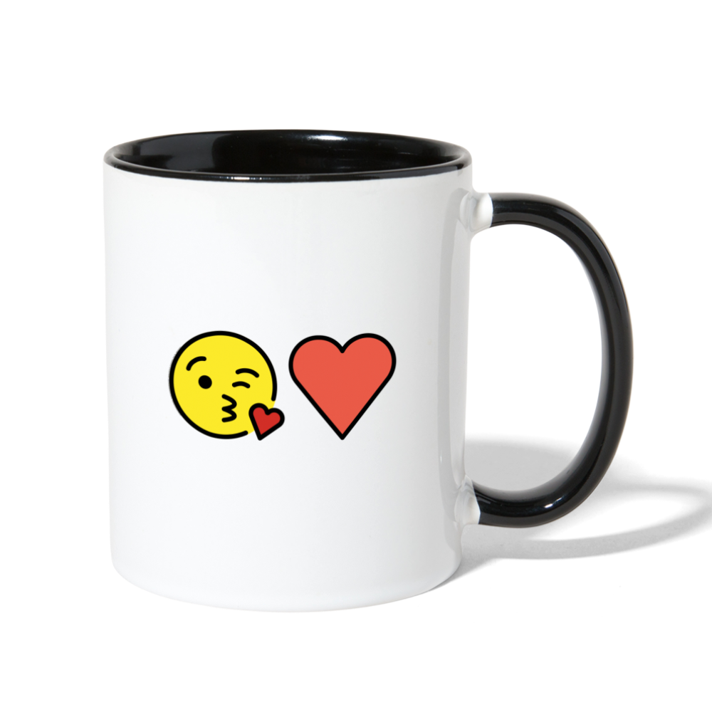 Face Blowing a Kiss + Red Heart Mojis Power Pair Contrast Coffee Mug - Emoji.Express - white/black