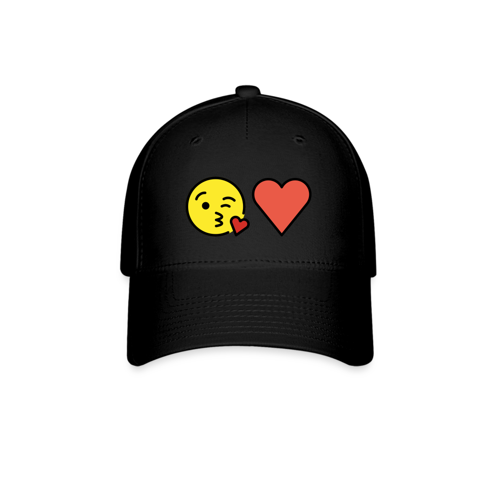 Face Blowing a Kiss + Red Heart Power Pair Mojis Baseball Cap - Emoji.Express - black