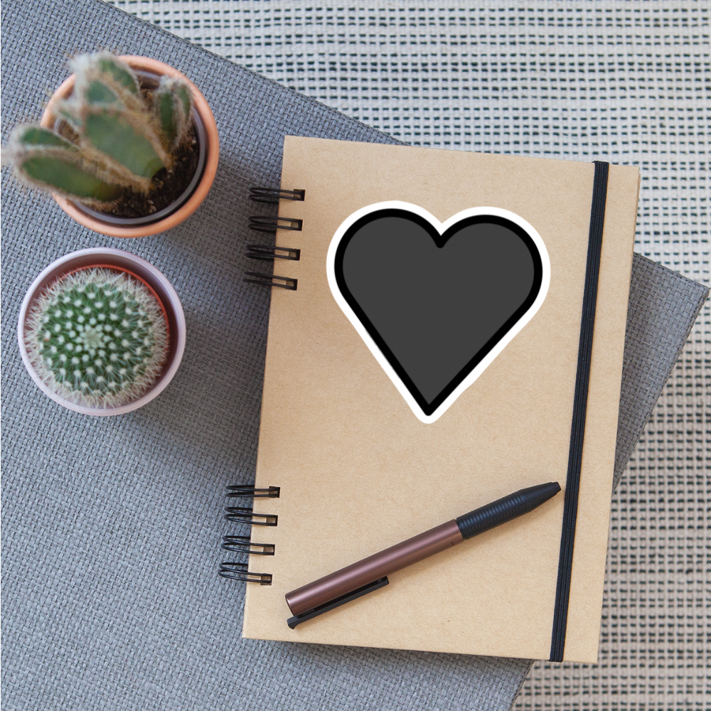 Black Heart Moji Sticker - Emoji.Express - white matte