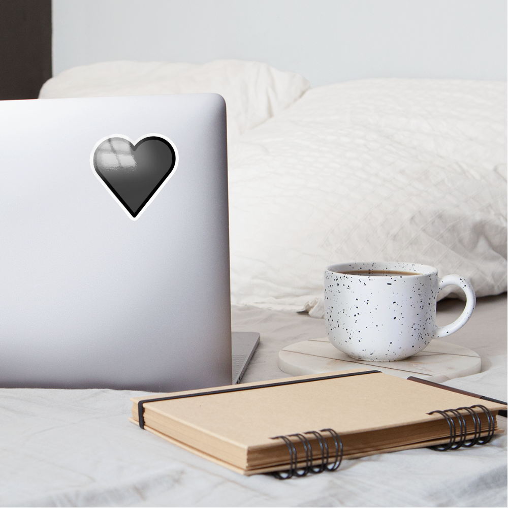 Black Heart Moji Sticker - Emoji.Express - white glossy