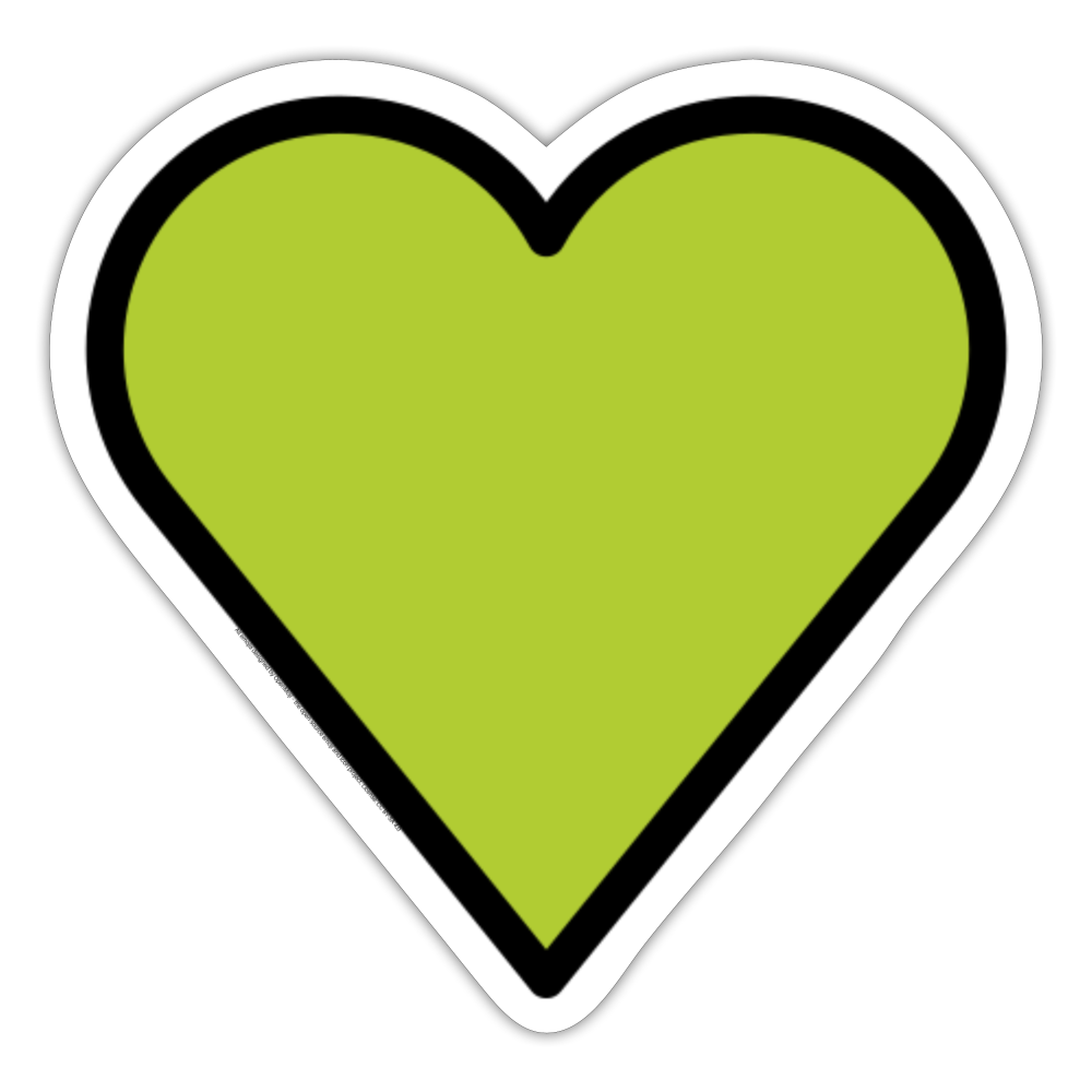 Green Heart Moji Sticker - Emoji.Express - white matte