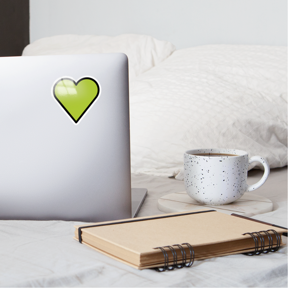 Green Heart Moji Sticker - Emoji.Express - white glossy