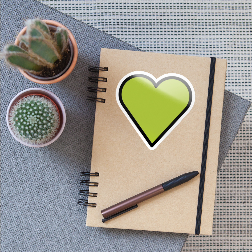 Green Heart Moji Sticker - Emoji.Express - white glossy