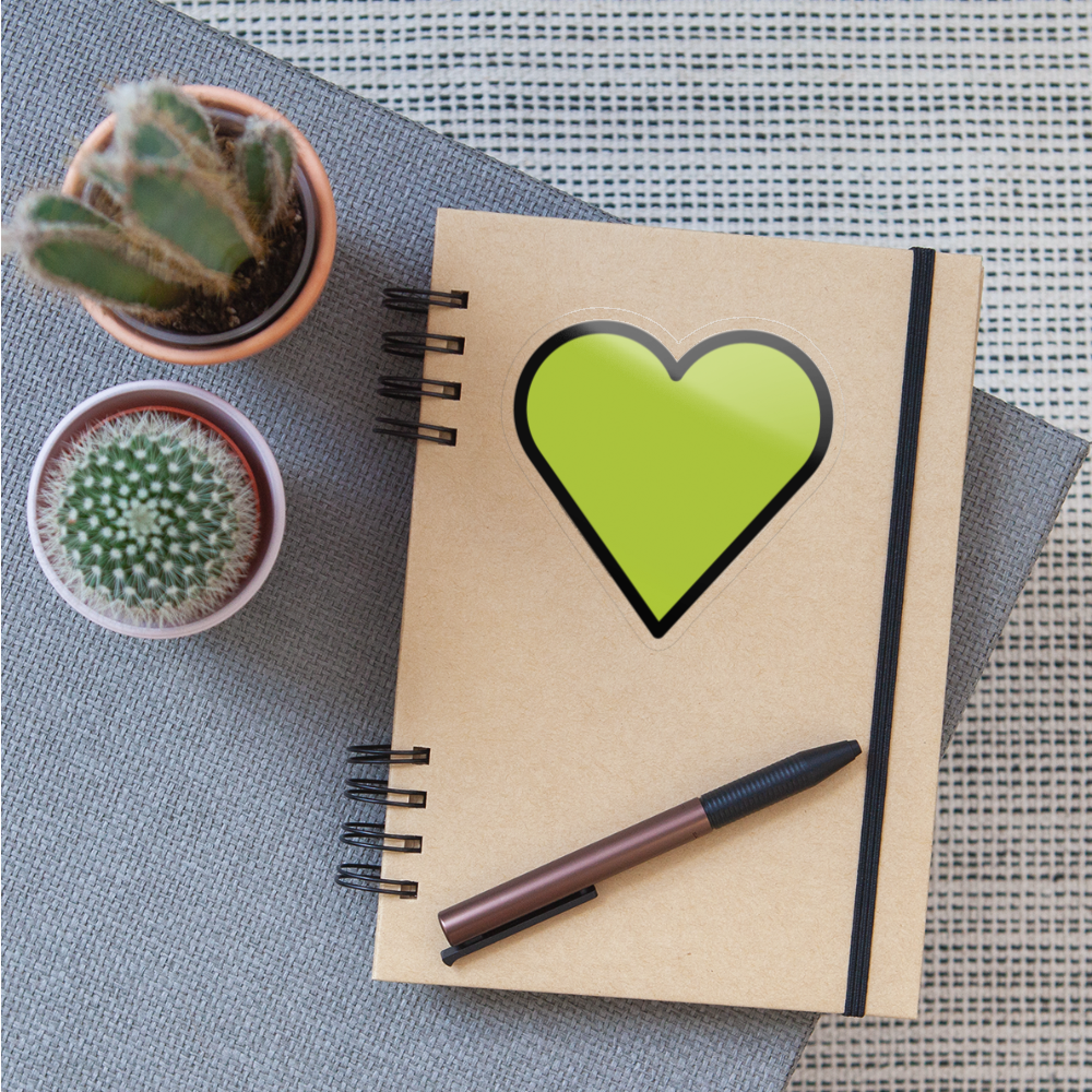 Green Heart Moji Sticker - Emoji.Express - transparent glossy