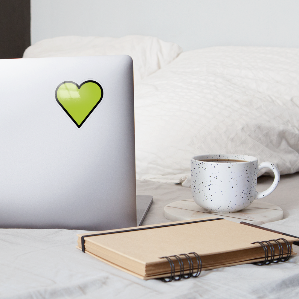 Green Heart Moji Sticker - Emoji.Express - transparent glossy