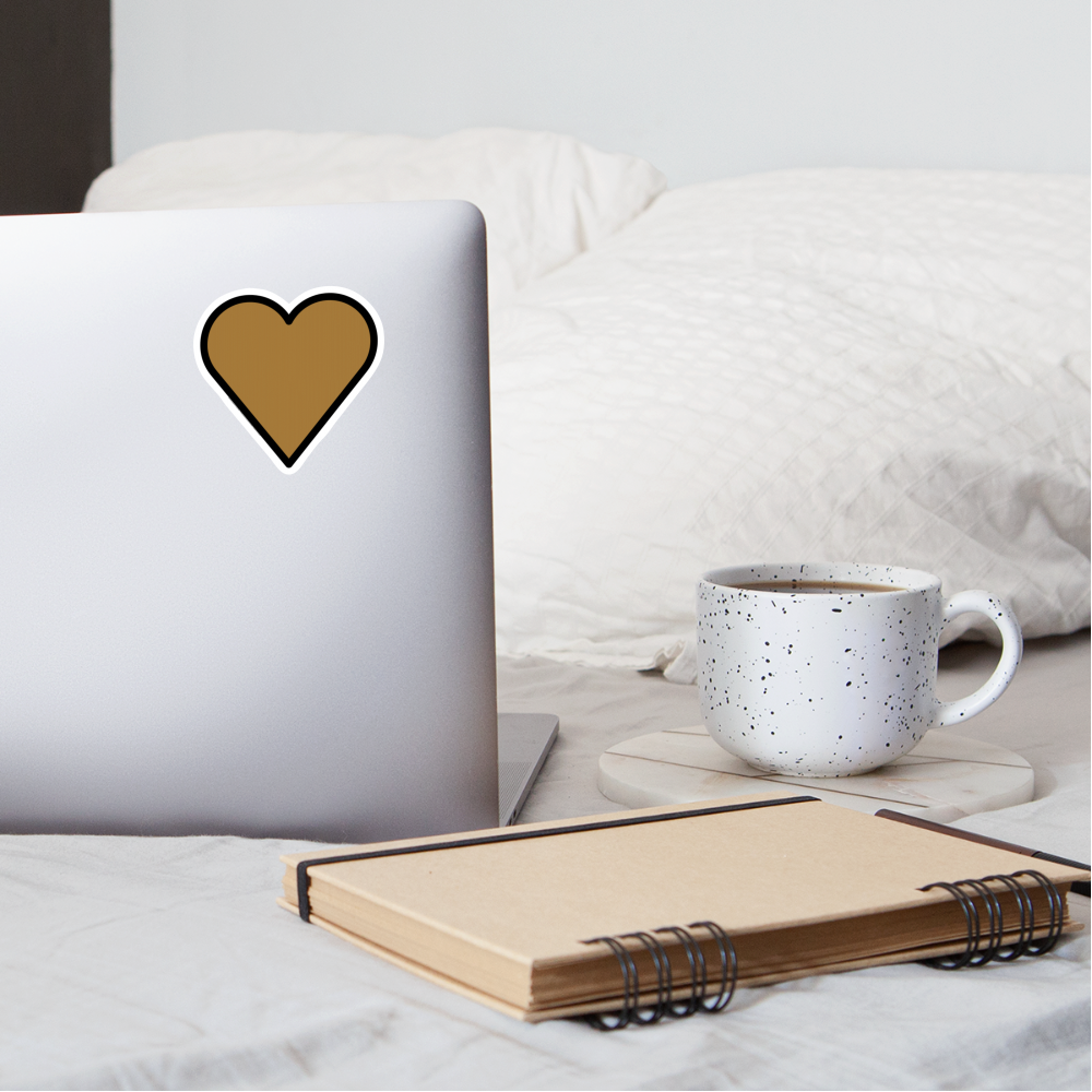 Brown Heart Moji Sticker - Emoji.Express - white matte