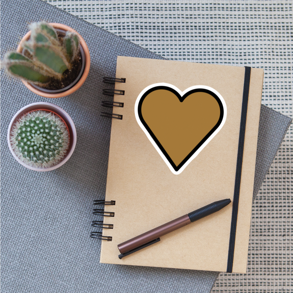 Brown Heart Moji Sticker - Emoji.Express - white matte