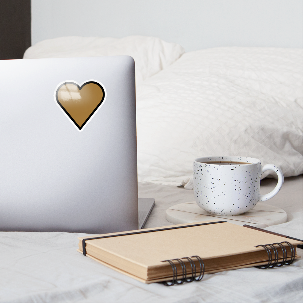 Brown Heart Moji Sticker - Emoji.Express - white glossy