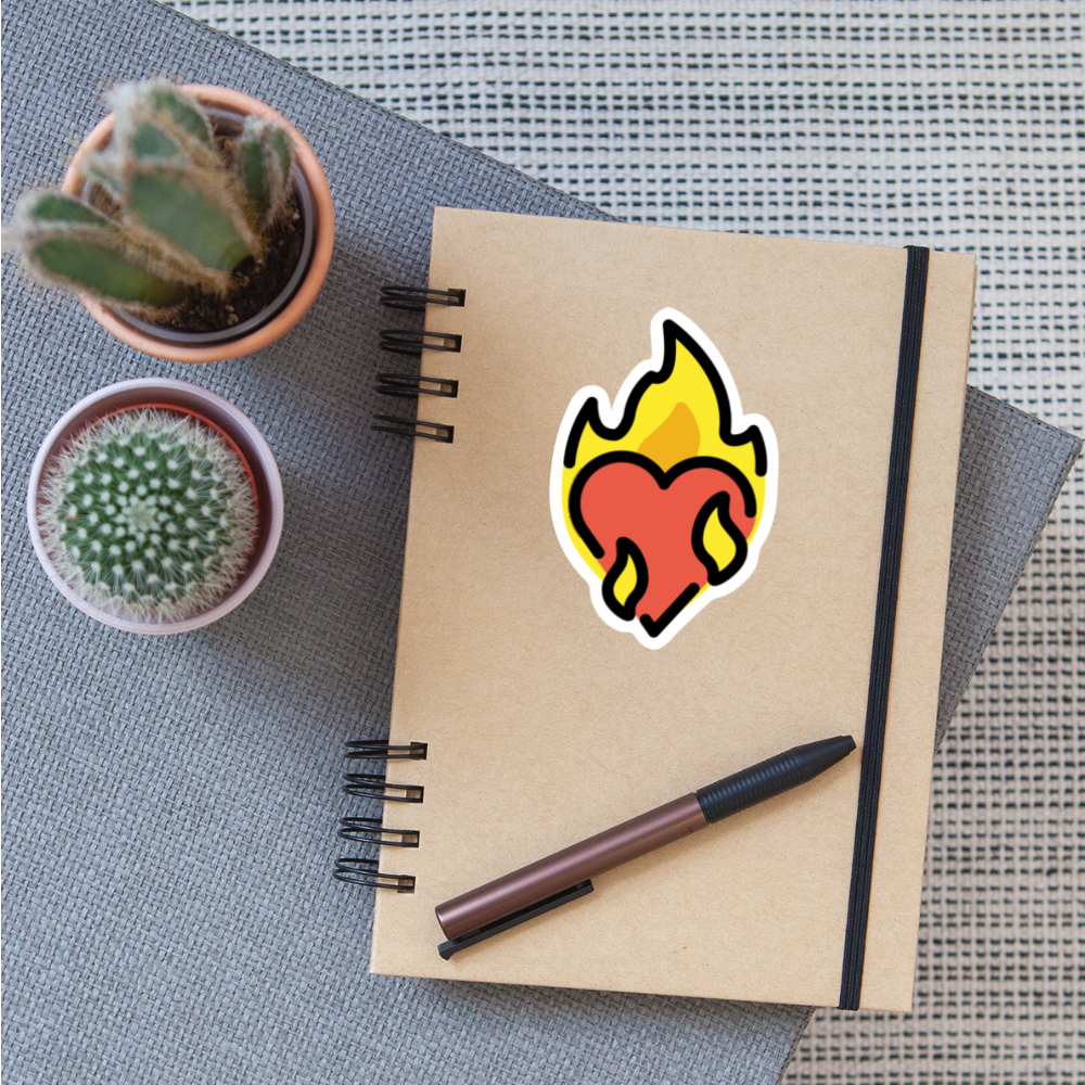 Heart on Fire Moji Sticker - Emoji.Express - white matte