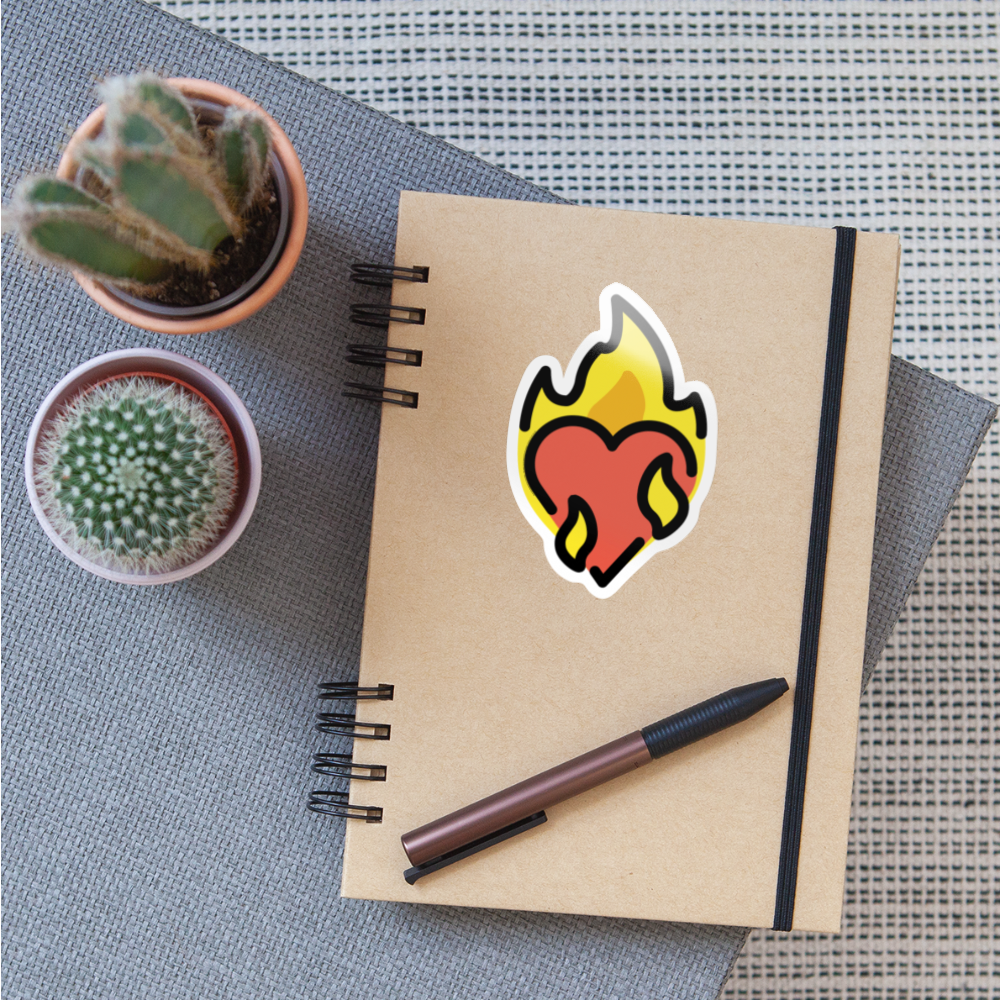 Heart on Fire Moji Sticker - Emoji.Express - white glossy