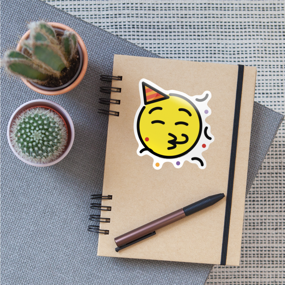 Party Face Moji Sticker - Emoji.Express - white glossy