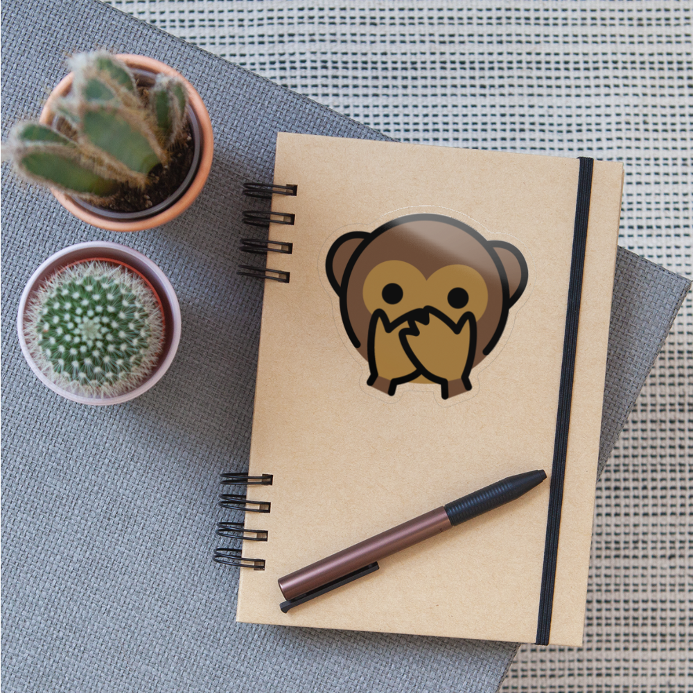 Speak No Evil Monkey Moji Sticker - Emoji.Express - transparent glossy