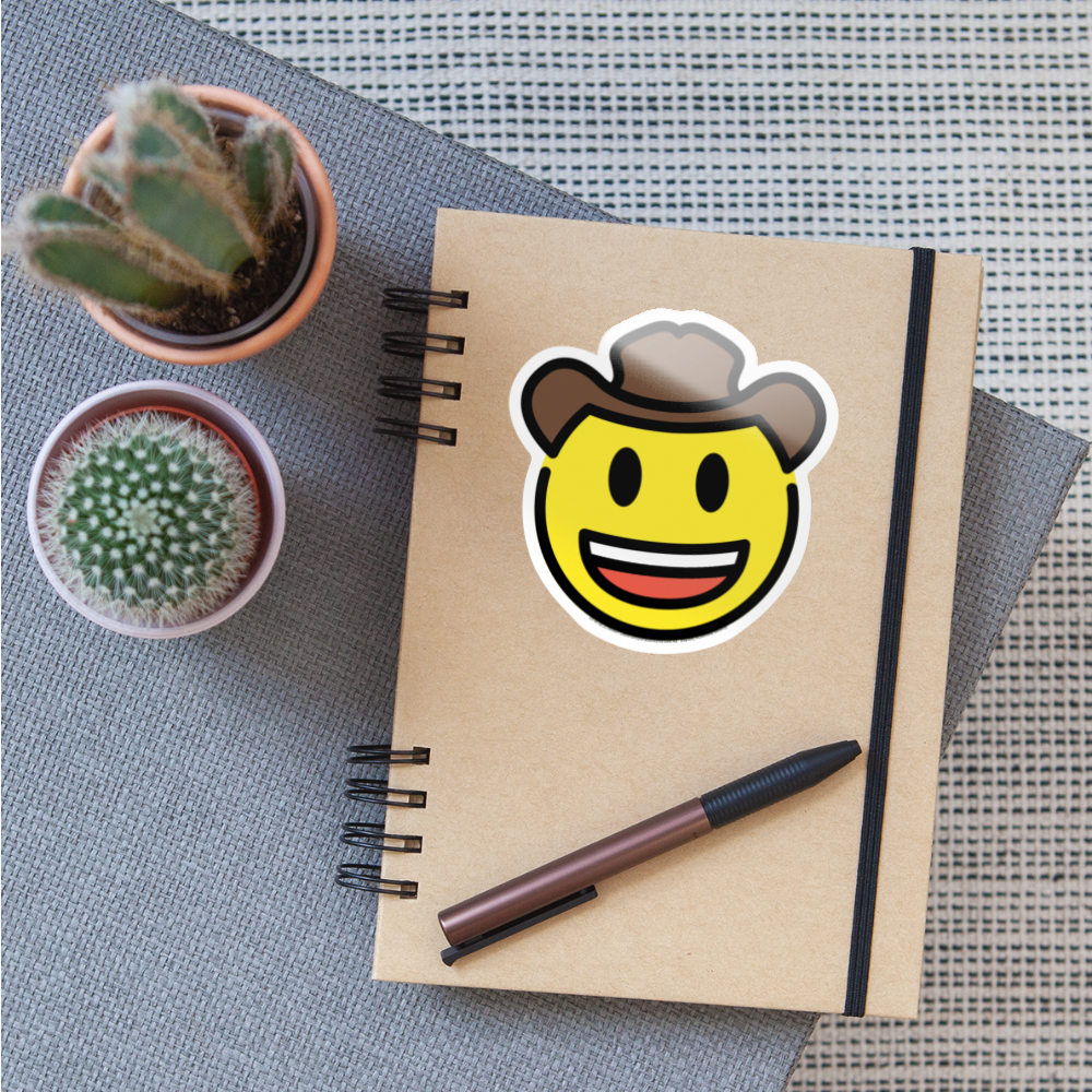 Cowboy Hat Face Moji Sticker - Emoji.Express - white glossy