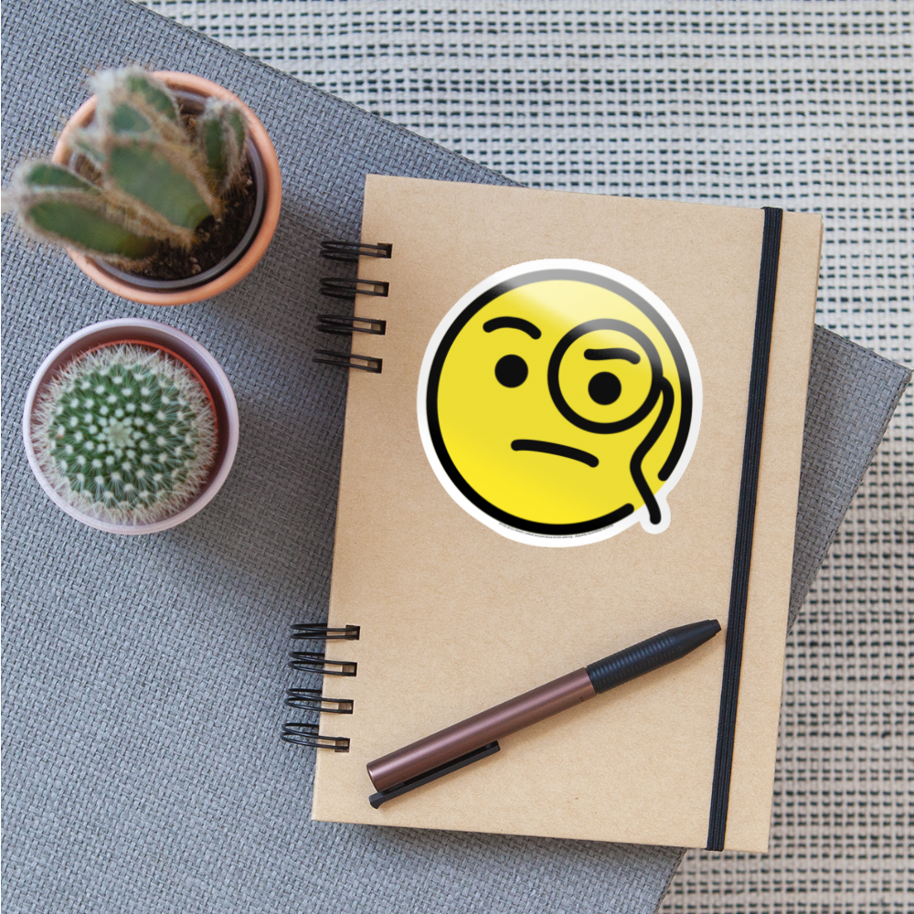 Face with Monocle Moji Sticker - Emoji.Express - white glossy