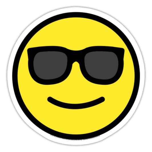 Smiling face with Sunglasses Moji Sticker - Emoji.Express - white matte