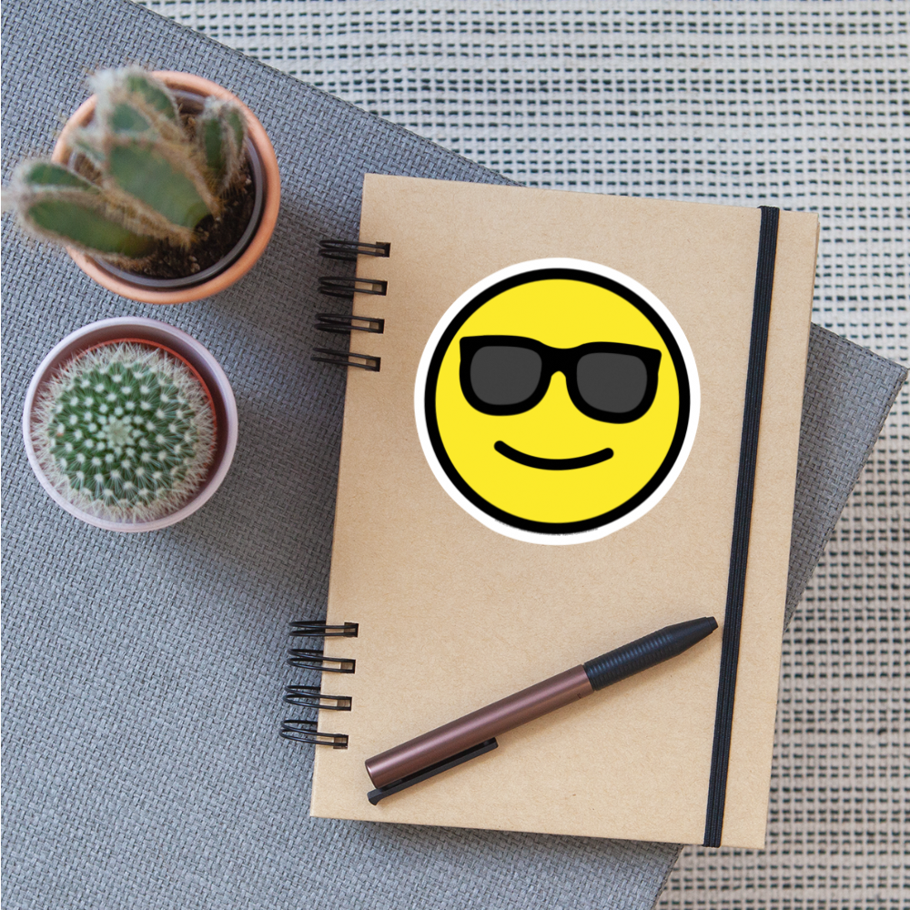 Smiling face with Sunglasses Moji Sticker - Emoji.Express - white matte