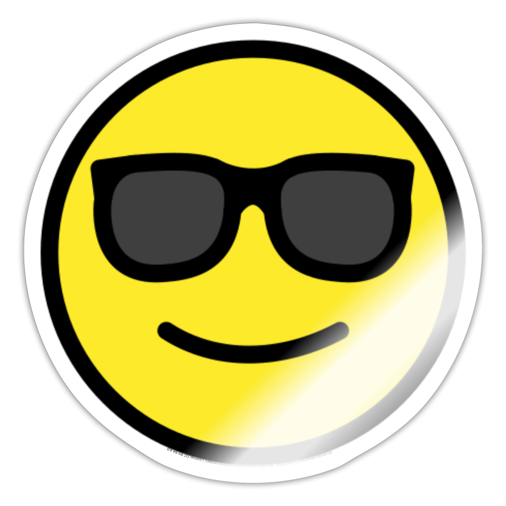 Smiling face with Sunglasses Moji Sticker - Emoji.Express - white glossy