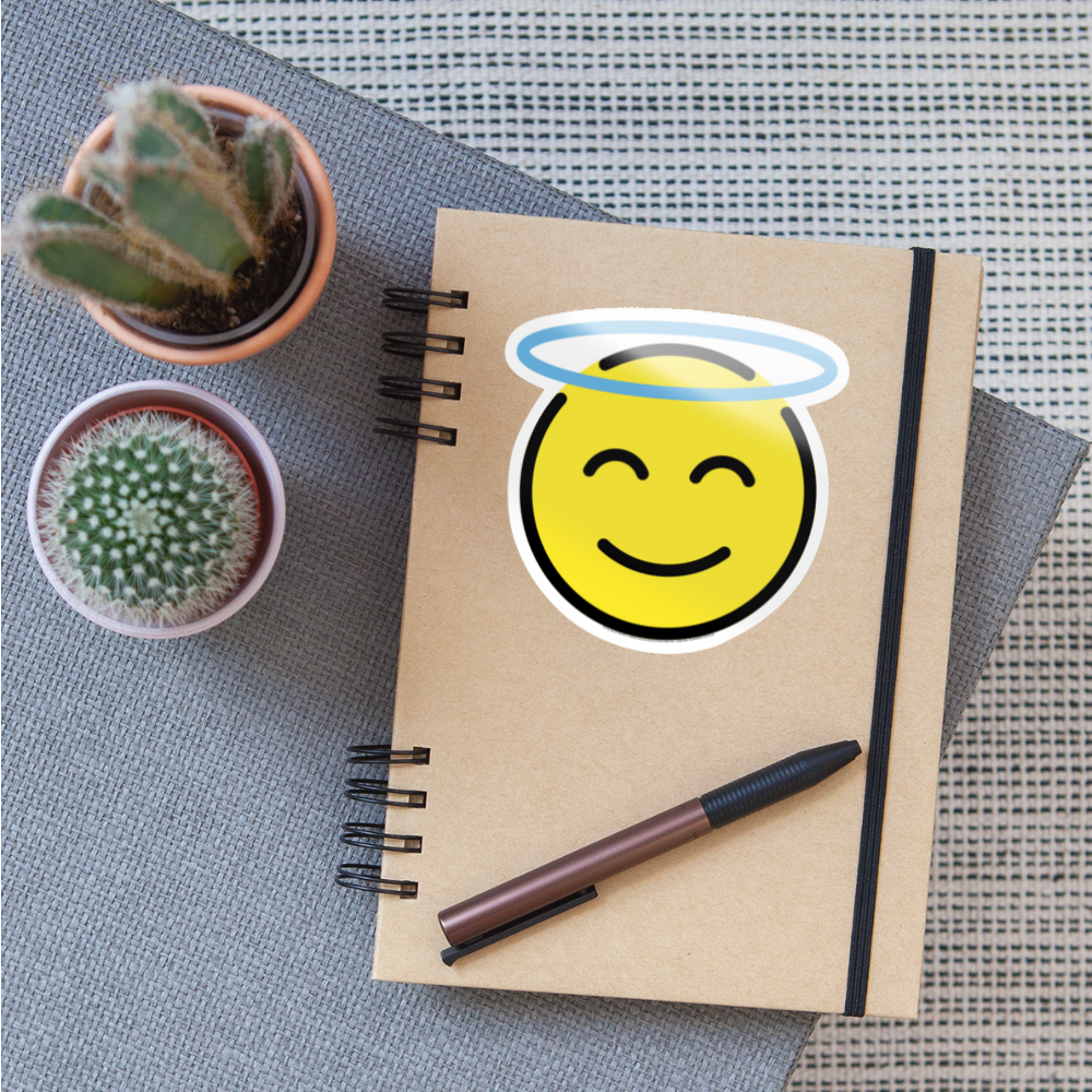 Smiling Face with Halo Moji Sticker - Emoji.Express - white glossy