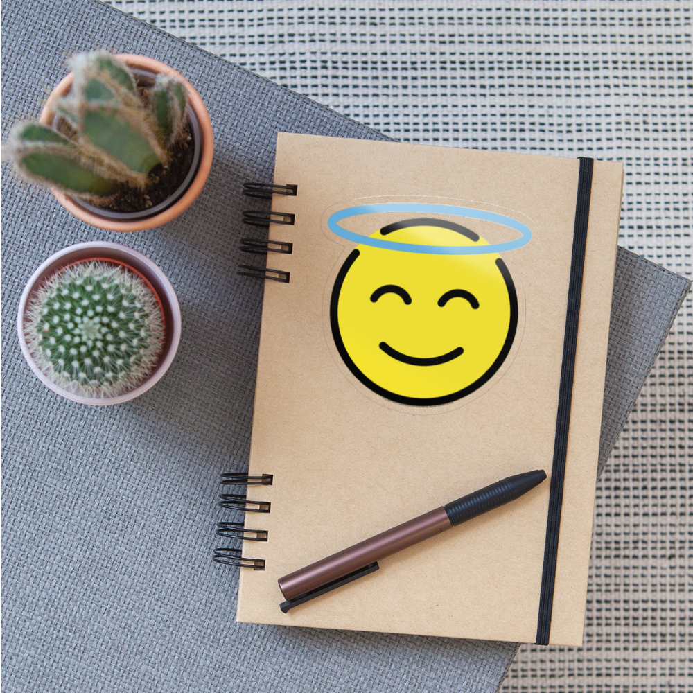 Smiling Face with Halo Moji Sticker - Emoji.Express - transparent glossy