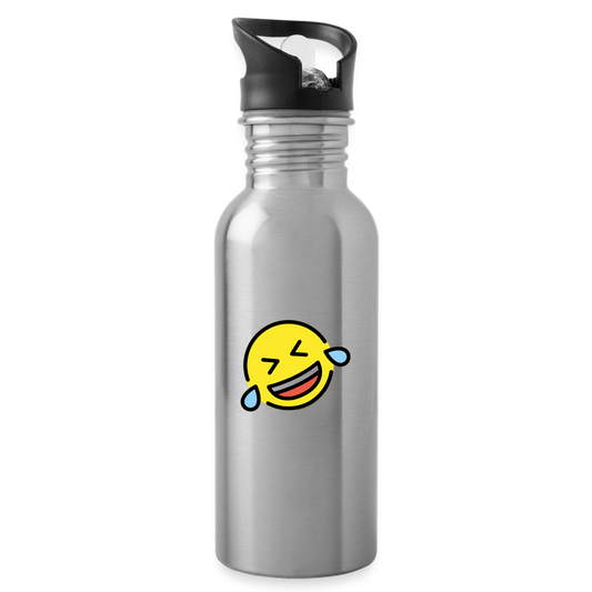 Rolling on Floor Laughing Moji Water Bottle - Emoji.Express - silver
