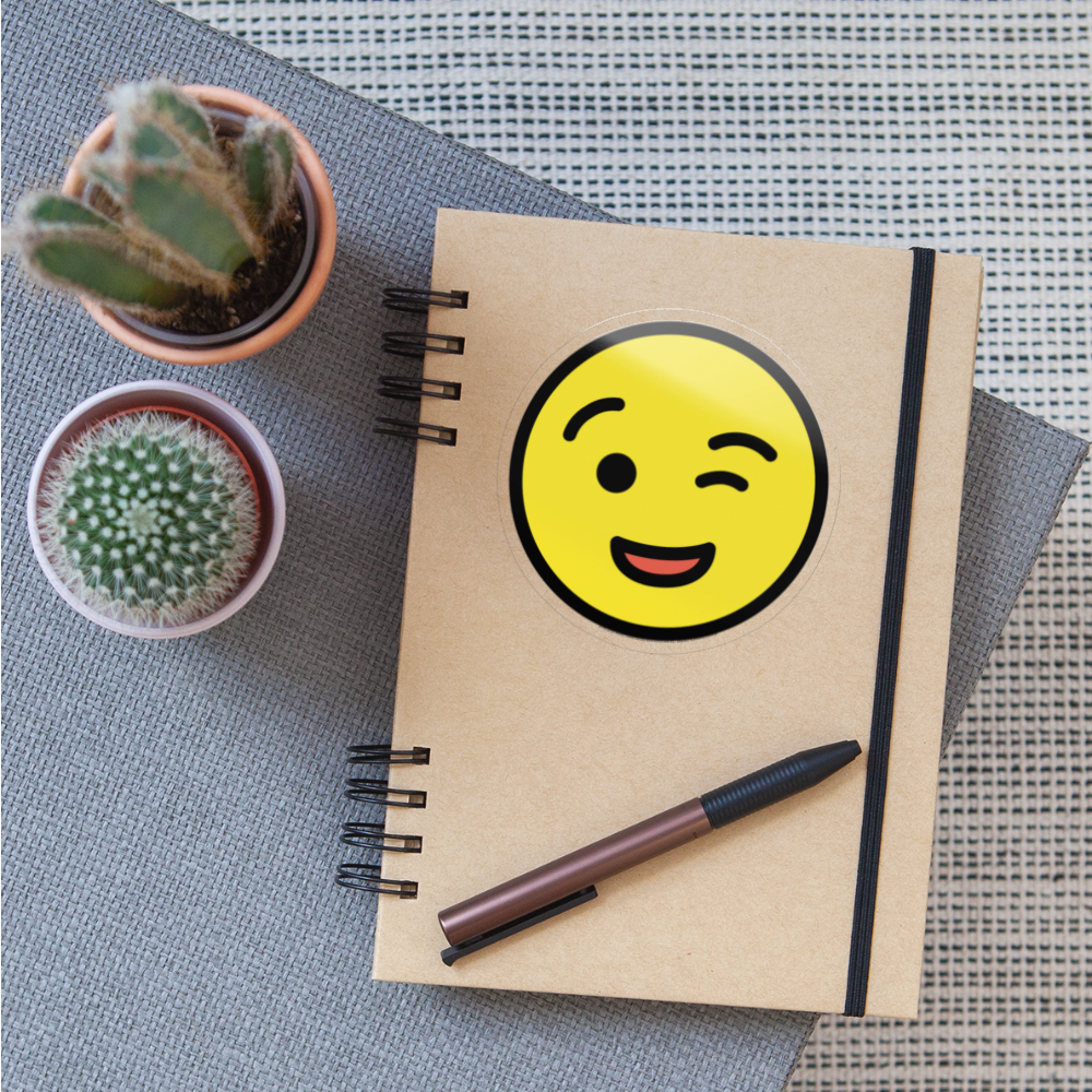 Winking Face Moji Sticker - Emoji.Express - transparent glossy