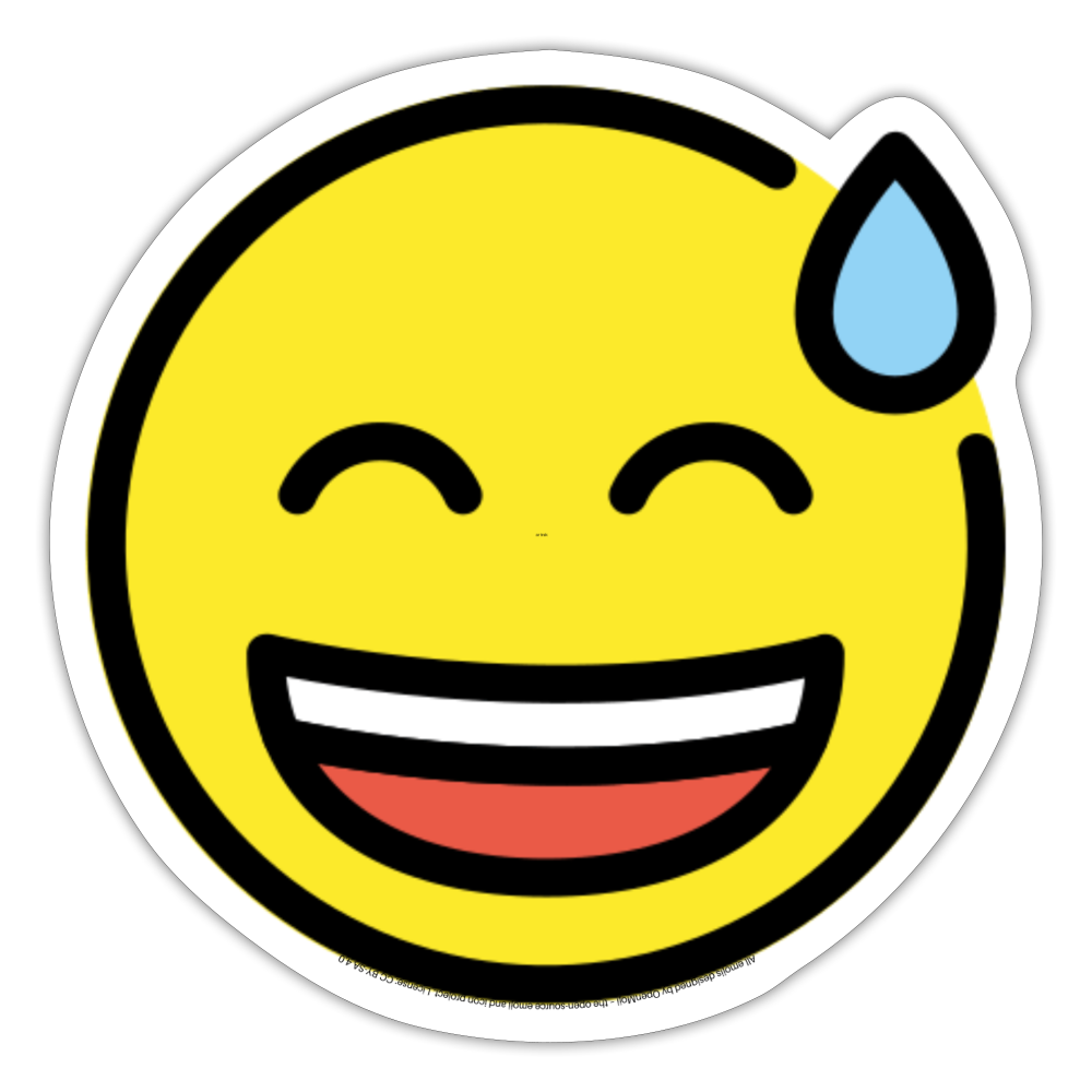 Grinning Face with Sweat Moji Sticker - Emoji.Express - white matte